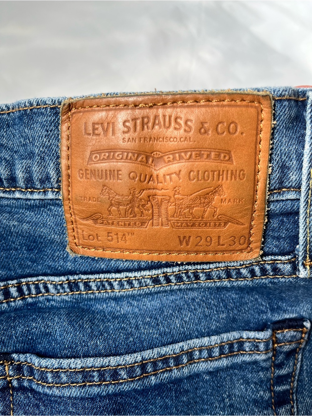 Levi's premium Men's Bootcut Jeans in Blue with Brown Leather Patch